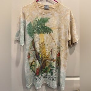 1990 Vintage Liquid Blue White Tag RAINFOREST Tye Dye Shirt AOP • Sz: Large